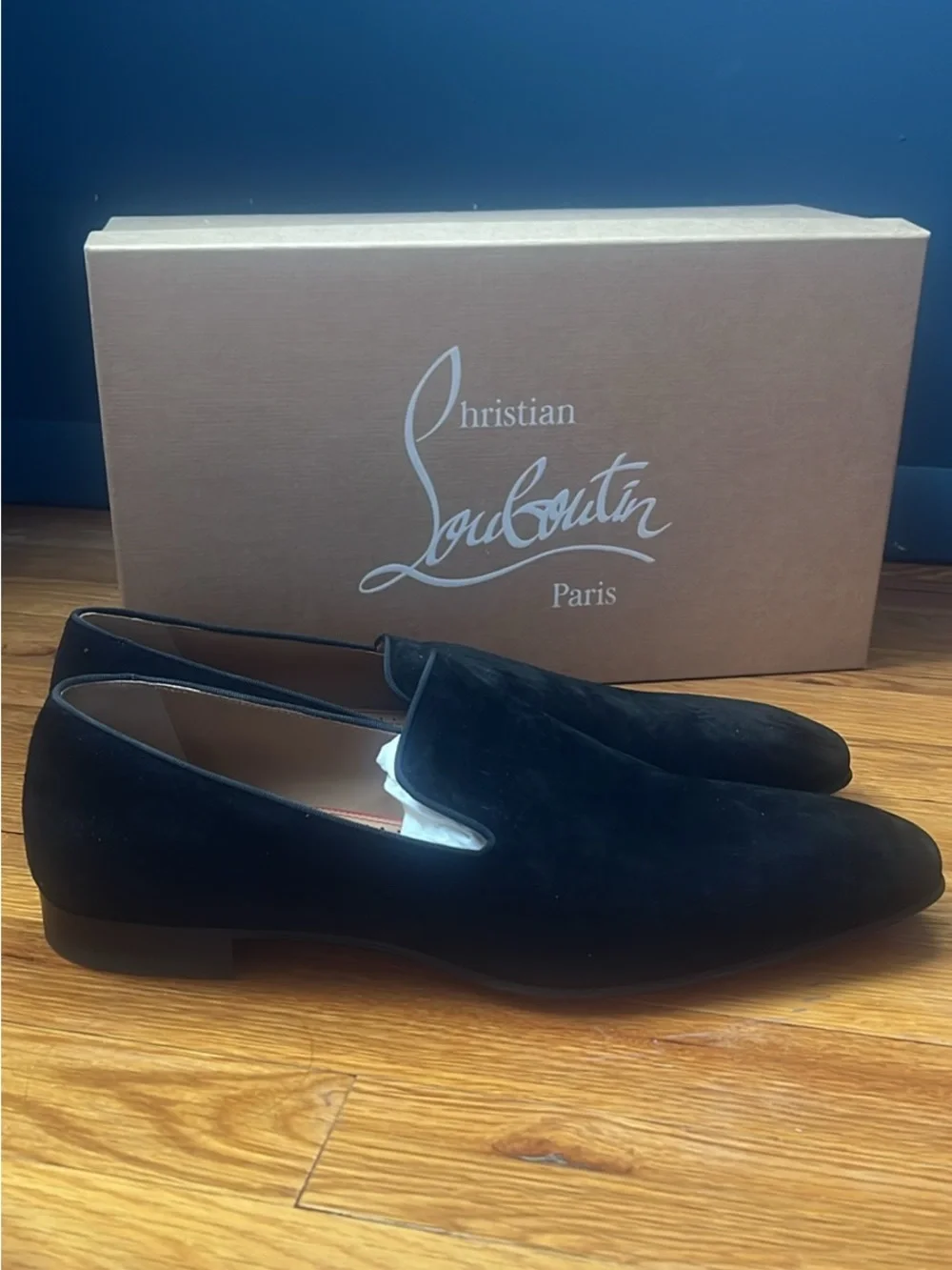 Christian Louboutin Black Suede Men's Slip-On Loafers (New)